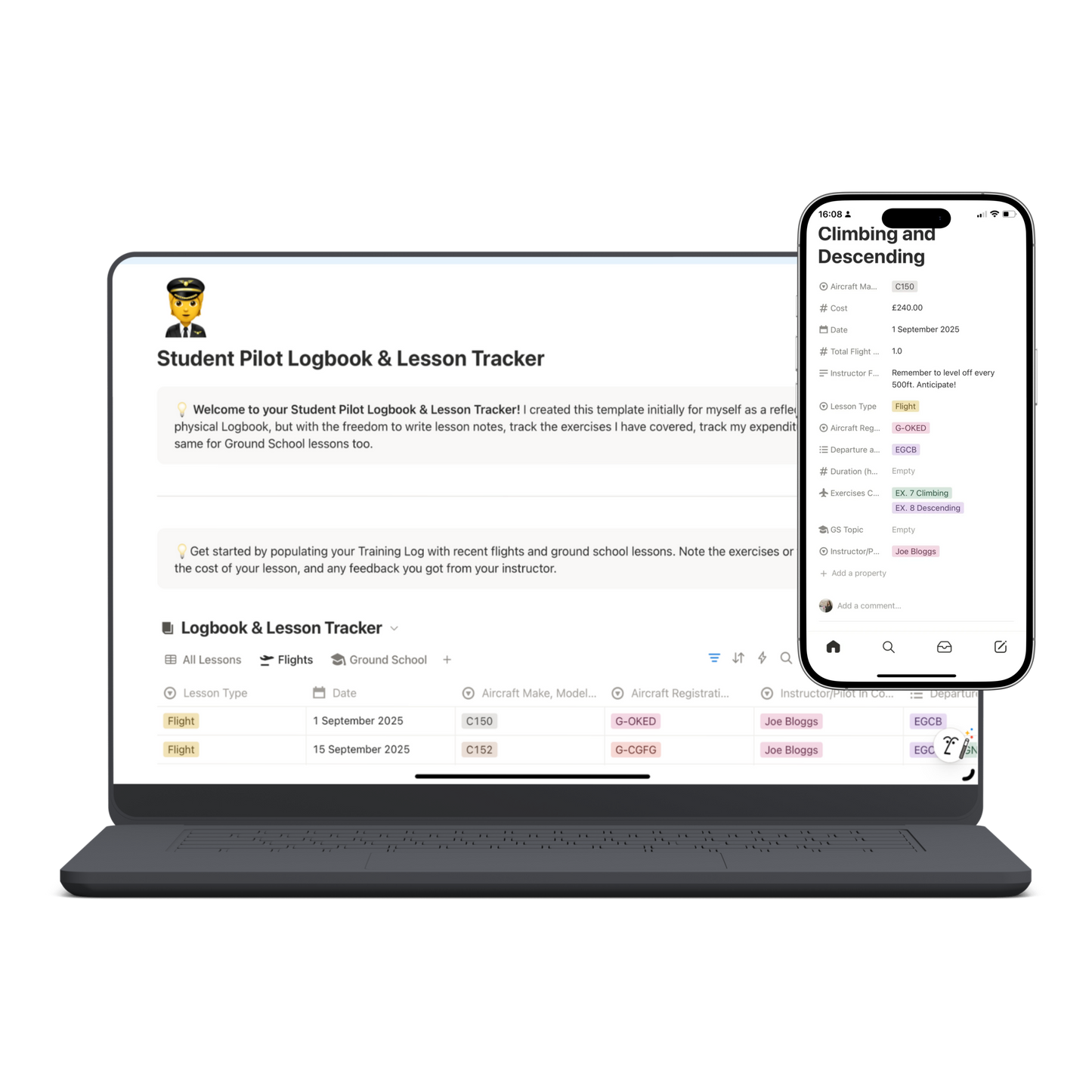 Student Pilot Logbook & Lesson Tracker - FREE